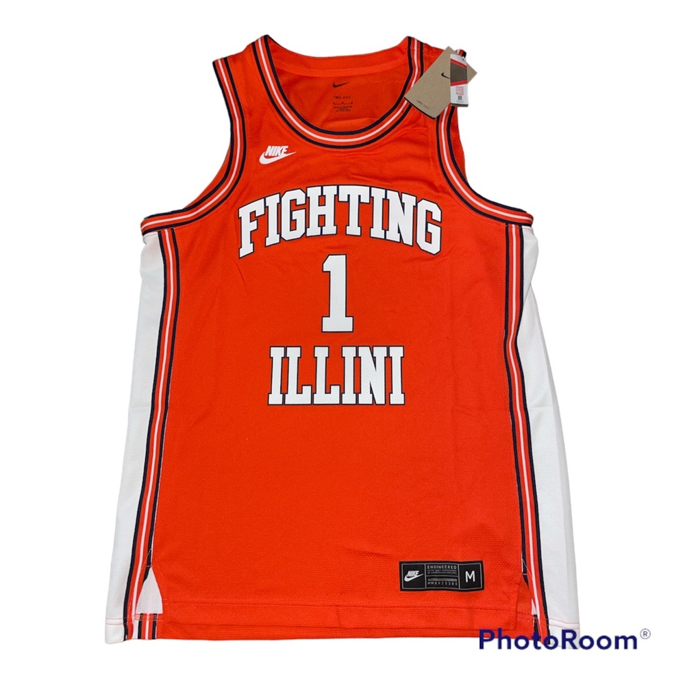 NEW Nike DRI FIT Illinois Fighting Illini Orange NCAA Basketball Jersey Mens XL